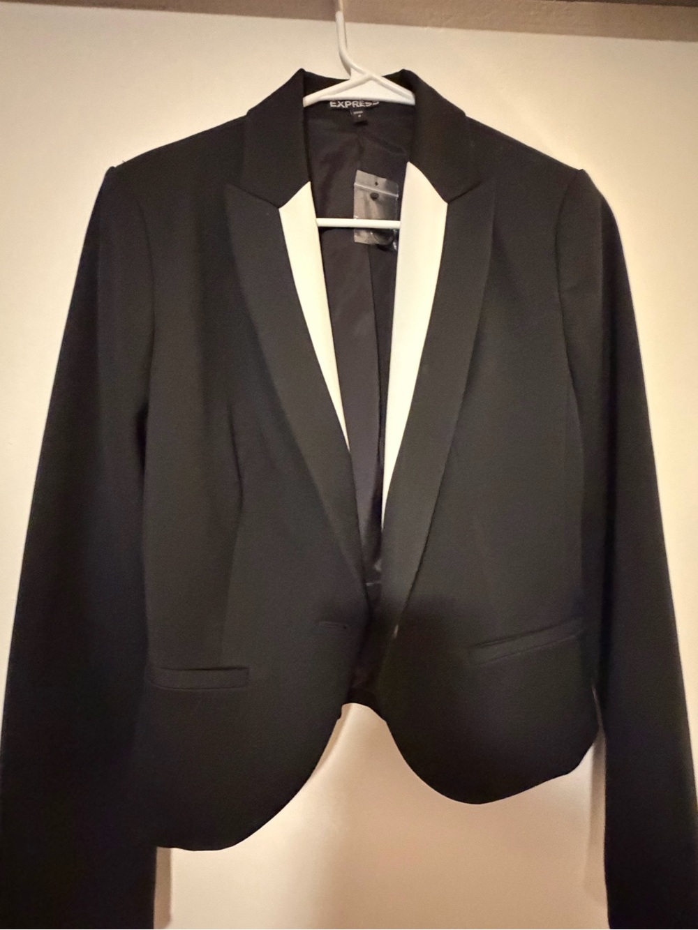 Express Women's Black and White Trim One-Button Blazer